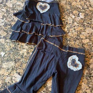 Ooh LaLa Couture Heart Sparkle Ruffle Tank and Leggings Set